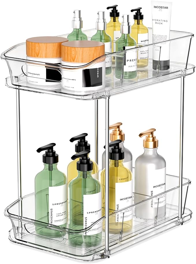 2 Tier Pull-Out Organizer for Bathroom Kitchen, Under Sink Storage by INCOSTAR