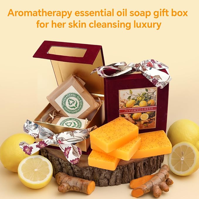 Natural Turmeric & Lemon Soap for Even Skin Tone, Acne-Prone Skin Care - Image 3