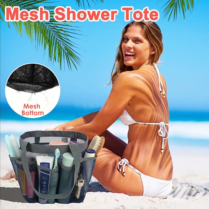 Mesh Shower Caddy Portable for College Dorm Room Essentials, 8-Pocket Large - Image 5