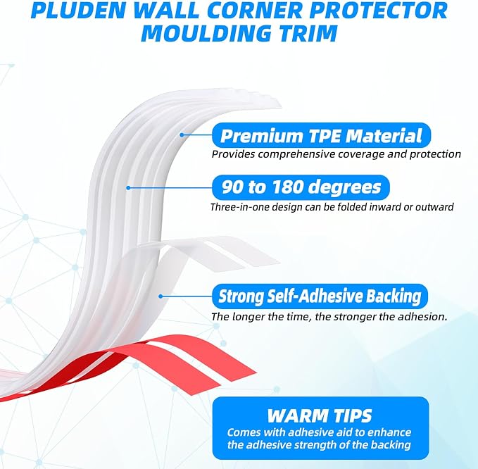 10FT Flexible Wall Corner Protector Moulding Trim, Peel and Stick Inside & - Image 2