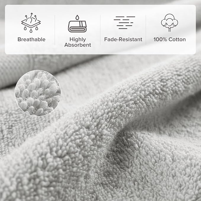 Comfort Spaces Turkish Bath Towel Set of 4 Piece 27x54 Medium 100% Cotton - Image 4