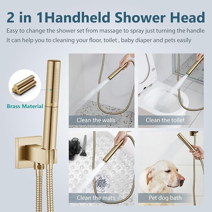 Aolemi Shower System with Rainfall Shower Head and Handheld Wall Mount - Image 4