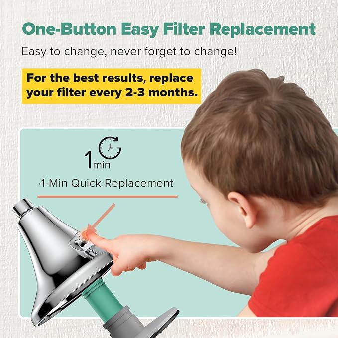 High Pressure Filtered Shower Head, One-Button Filter Replacement, Designed - Image 2