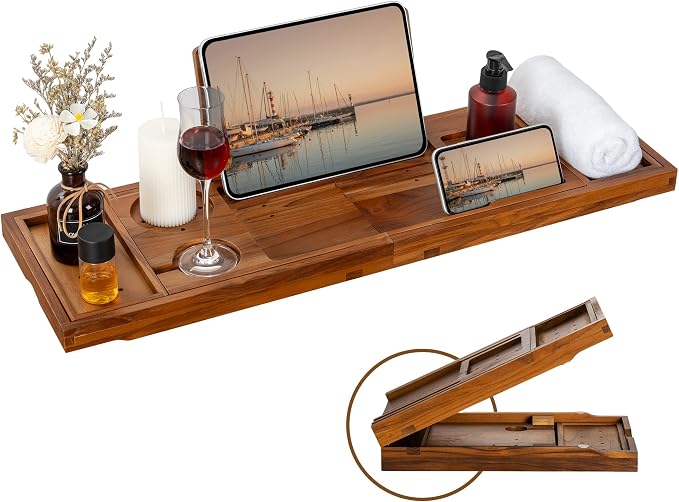 Teak Bathtub Tray by FunMemories