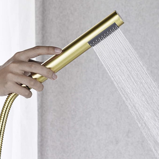 Freestanding Bathtub Faucet Tub Filler Brushed Gold Single Handle Floor Mounted - Image 6