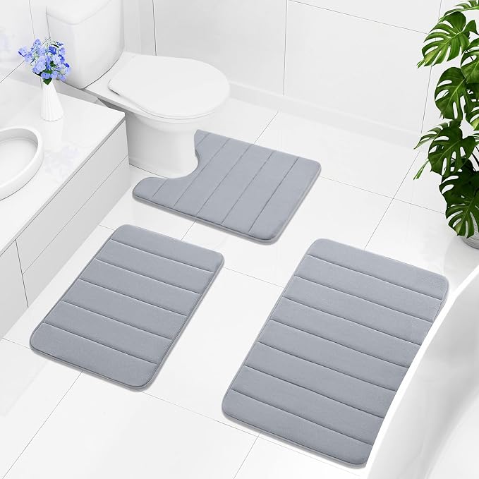 Buganda Memory Foam Bath Mat, Ultra Soft and Non-Slip Bathroom Rugs, Water - Image 8