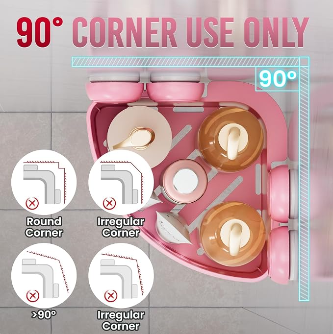 TAILI Corner Shower Caddy with Suction Cups, Wall Mounted Organizer Plastic Rack - Image 3