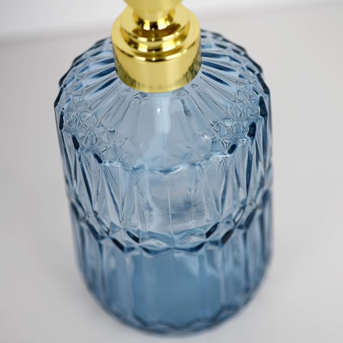 18oz Blue Glass Soap Dispenser, Refillable Kitchen, Bathroom Thick Glass Soap - Image 5