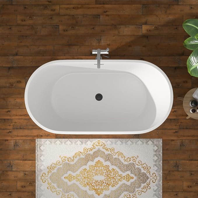 59" Freestanding Acrylic Bathtub White Roll Top Soaking Tub - Image 5