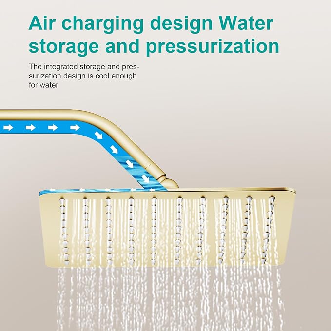 Square Rain Shower Head, High Flow Stainless Steel, Work - Image 5