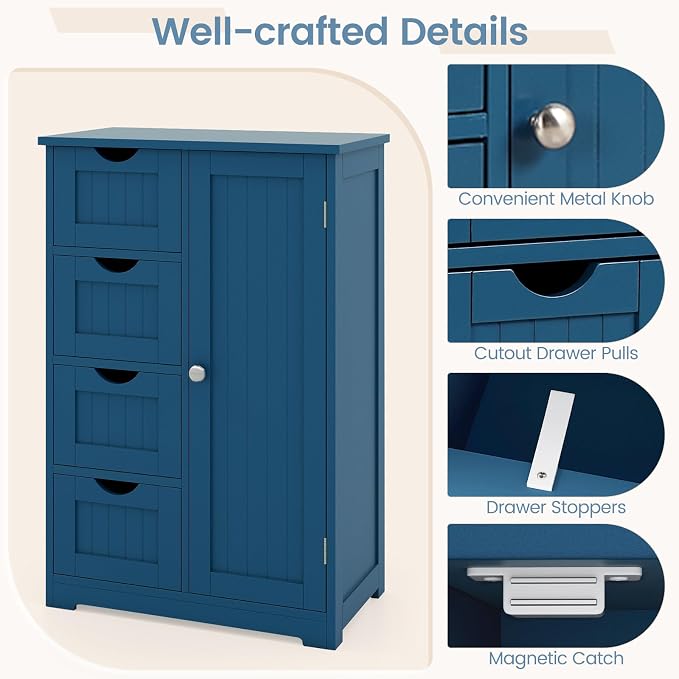 Tangkula Bathroom Floor Cabinet, Freestanding Storage Cabinet - Image 8