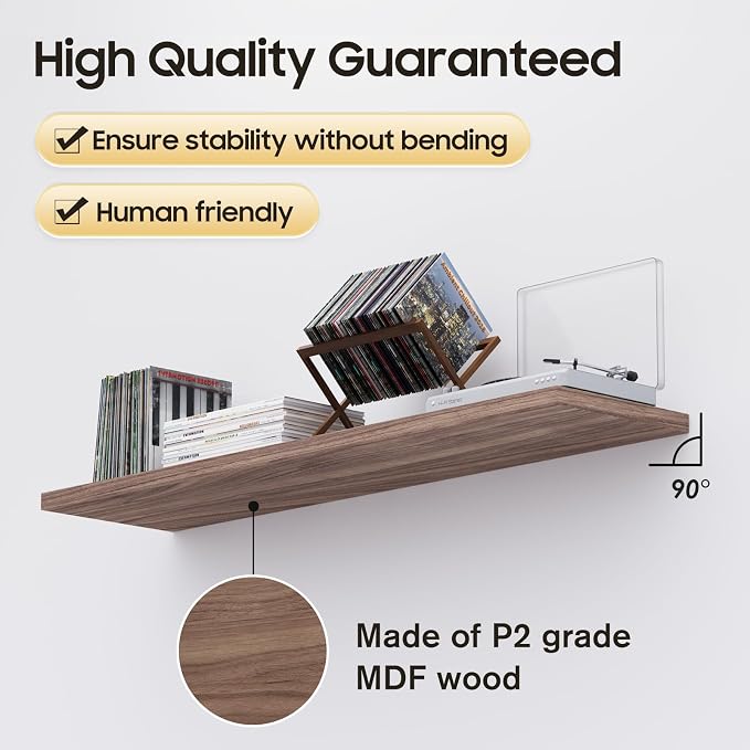 Floating Shelf, 30 in W x 12.75 in D x 2 in H Wooden Floating Wall Shelf - Image 5