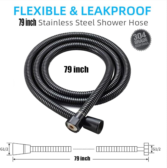 Shower Hose, 79 inch Long Replacement Shower Hoses, Stainless Steel Leakproof - Image 2