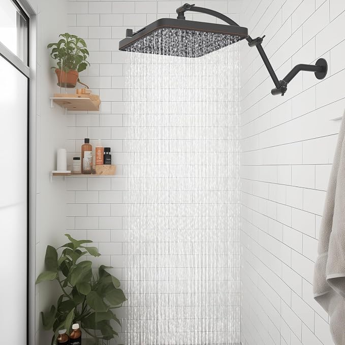 Hibbent Rain Shower Head, Brass Adjustable Shower Arm Extender, Waterfall fixed - Image 7