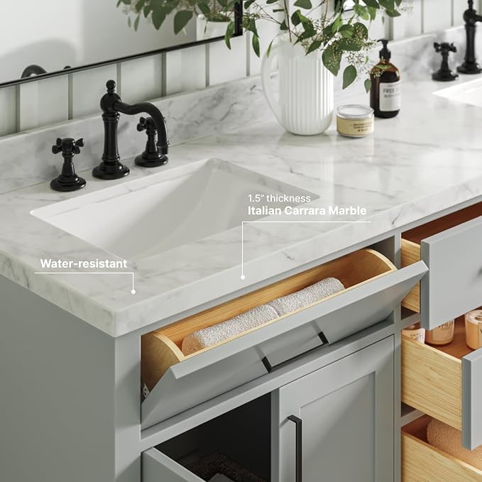 ARIEL Double Vanity 73" Grey - Image 3