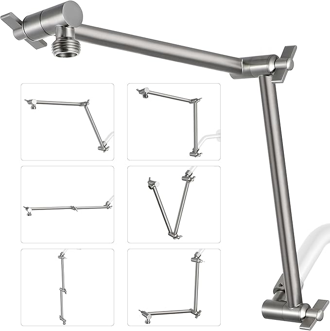 G-Promise 18 Inch Shower Head Extension Arm, Solid Brass Height & Angle by G-Promise