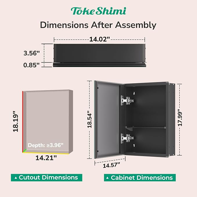 TokeShimi 14 x 18 Black Medicine Cabinet - Image 2