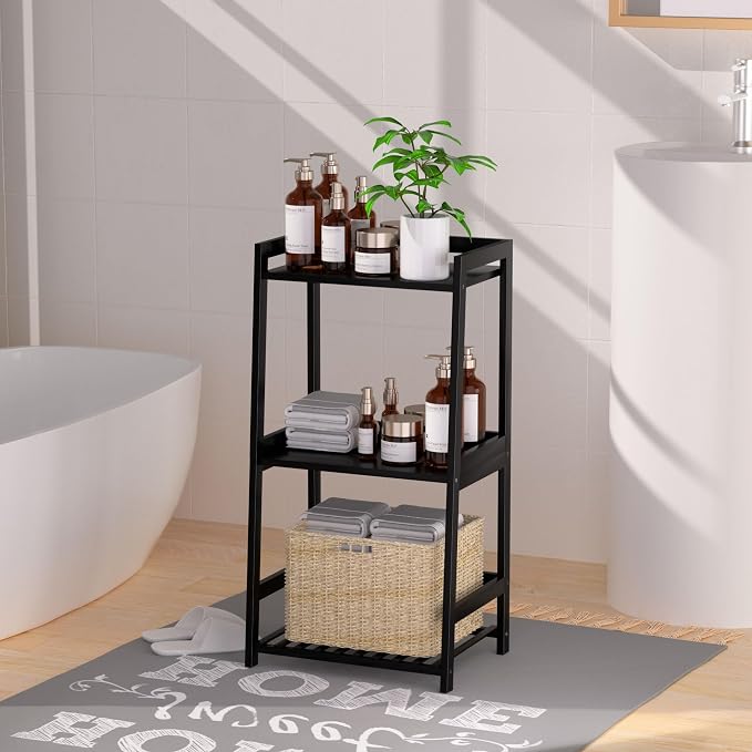 3 Tier Bamboo Bathroom Shelves, Ladder Shelf - Image 8