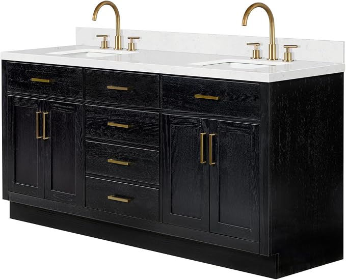 ARIEL Hepburn 72 Inch Double Rectangle Sink Bathroom Vanity - Image 4