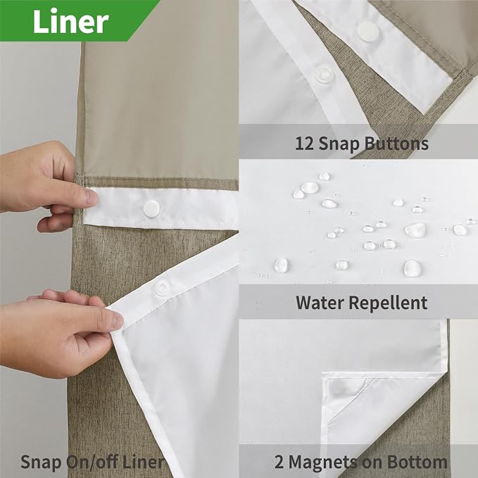 Long No Hooks Needed Linen Textured Shower Curtain - Image 6
