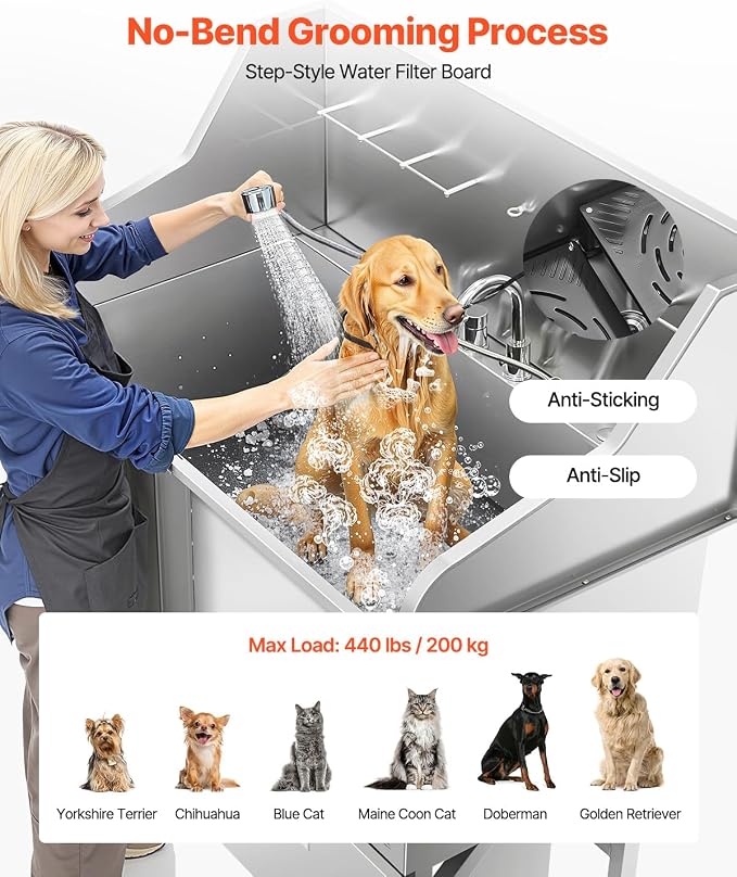 VEVOR Dog Bath Tub, Professional 50 Inch 304 Stainless Steel Dog Washing - Image 4