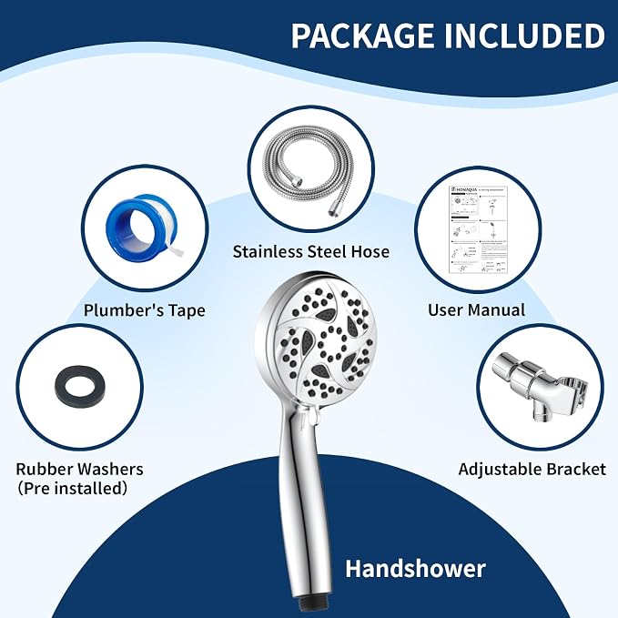 Hand Held Shower Head, High Pressure 6 Spray Mode Handheld Showerhead, Chrome - Image 5