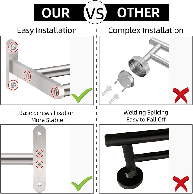 Double Towel Bars, Taaji 24 Inch Bath Towel Rack - Image 3