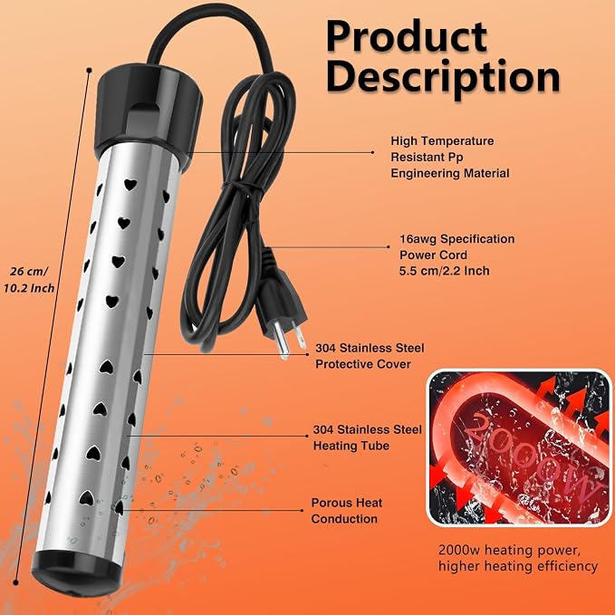 Portable Camping Shower with 2000W Heater, Long-Lasting 7800mAh Rechargeable - Image 4