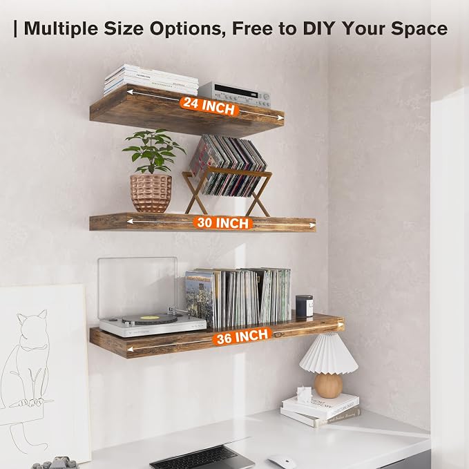 Floating Shelf, 36 in W x 12.75 in D x 2 in H Wooden Floating Wall Shelf - Image 6