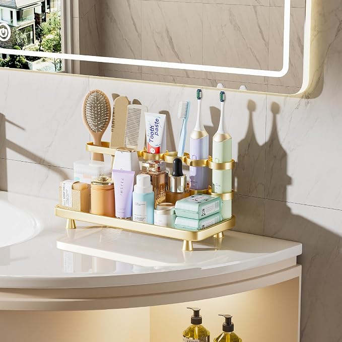 Electric Toothbrush Holder for Bathroom Countertop 5 Metal Slots Toothpaste - Image 7