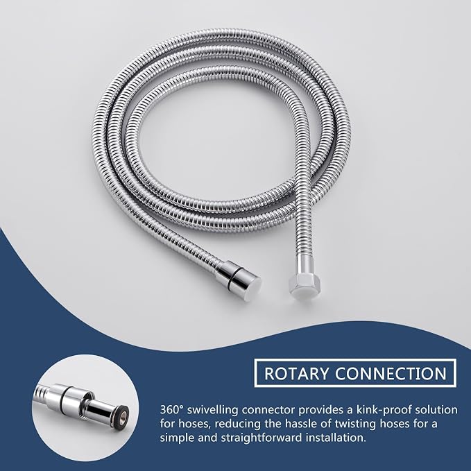 Angle Simple Replacement Shower Hose 79", Stainless Steel Flexible Handheld - Image 6