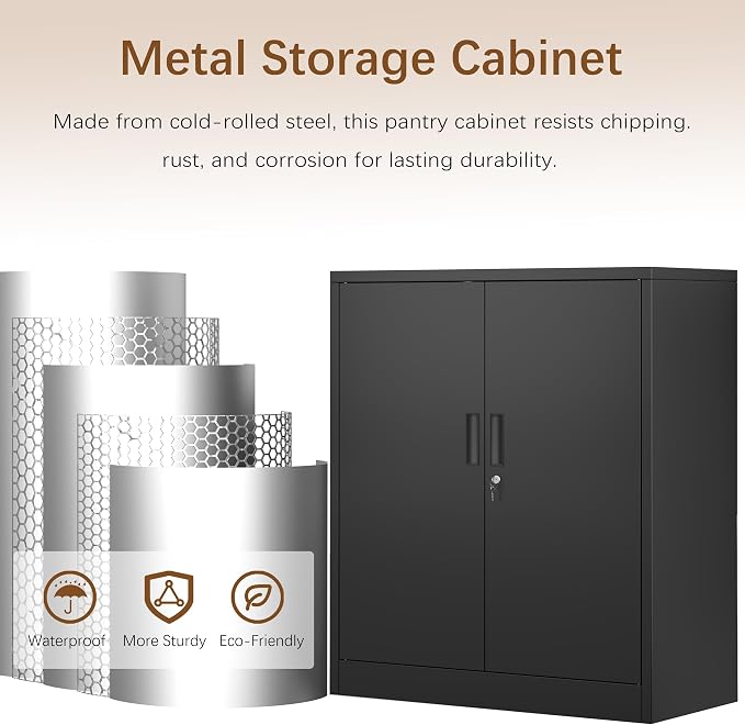 Metal Storage Cabinet, 36 Inch Tall Metal Storage Cabinet - Image 8