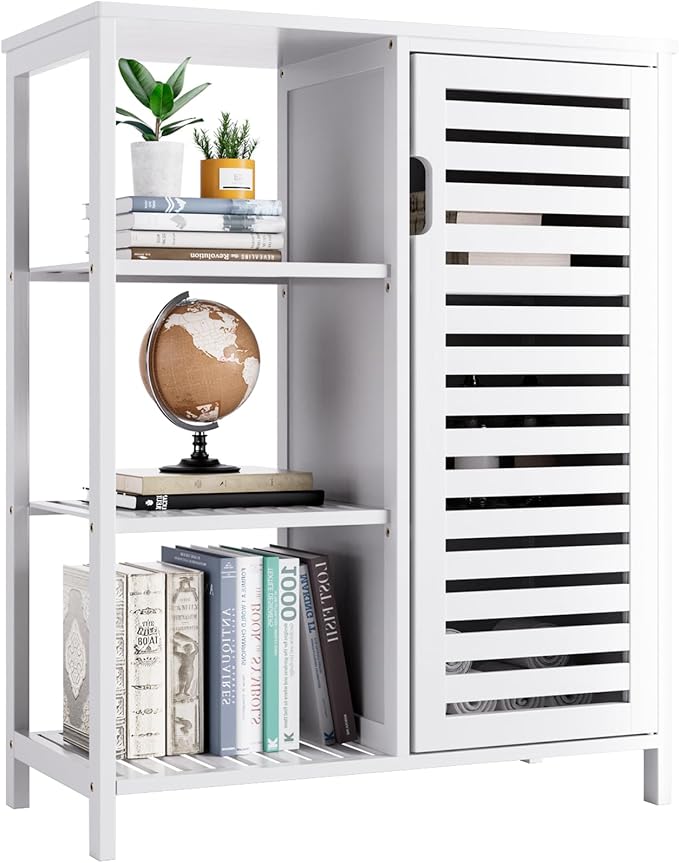 HITNET Bathroom Cabinet Freestanding, Bamboo Floor Cabinet, Side Storage by HITNET