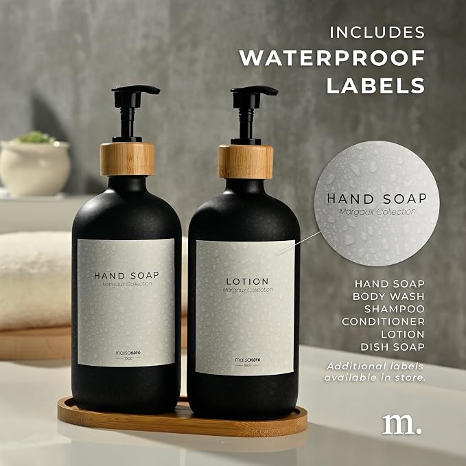 Maisonovo Glass Soap Dispenser Bathroom Set | Hand Soap and Dish Soap Dispenser - Image 6