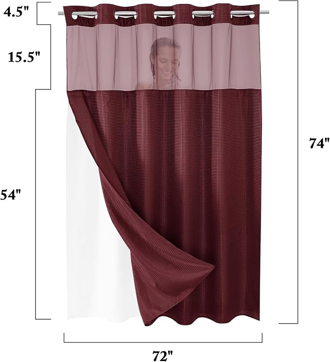 Gibelle No Hook Waffle Weave Shower Curtain - Image 7