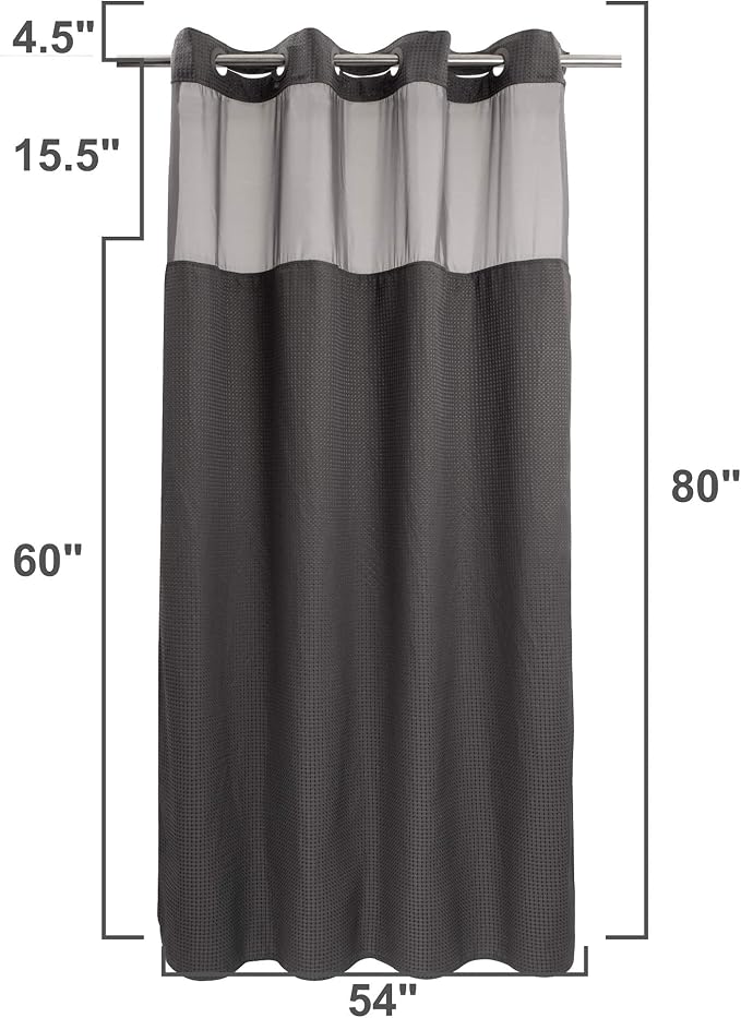 River Dream Heavyweight No Hooks Required Dotted Waffle Weave Shower Curtain - Image 6