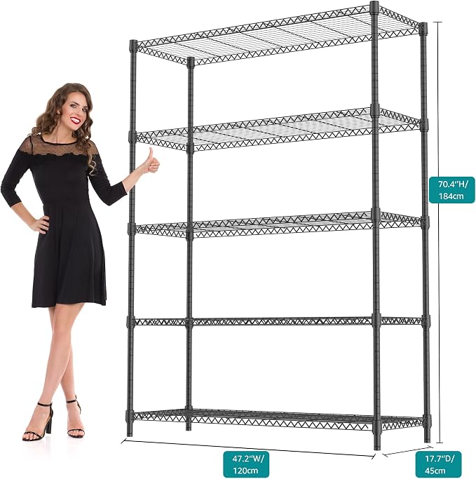 5 Tiers Shelf 1750 lbs Steel Storage Shelving Utility Shelving Unit Steel - Image 3