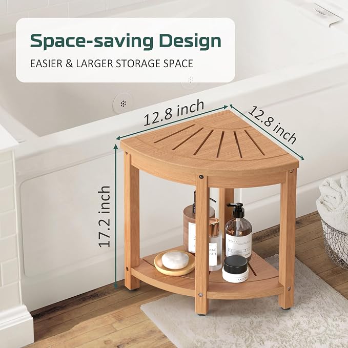 Waterproof Corner Shower Stool for Inside Shower, Poly Lumber Shower Bench Seat - Image 2