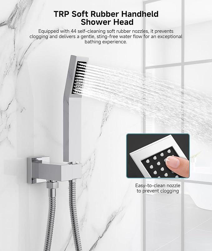 SR SUN RISE Shower System Bathroom 10 Inch Rainfall Shower Head & Handle Set - Image 6