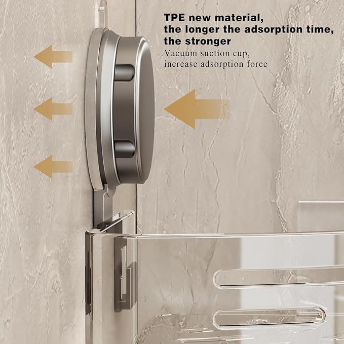 VOLPONE Corner Shower Caddy Suction Cup Shower Shelf Corner No Drilling - Image 6