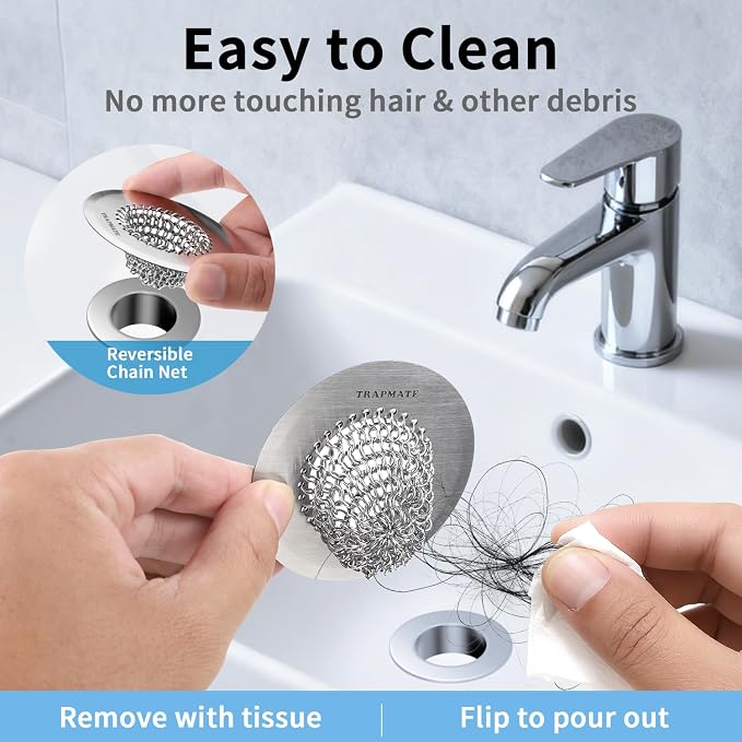TRAPMATE Bathtub Stopper Drain Strainer Kit, 2.8" Easy Clean Tub Shower Drain - Image 6