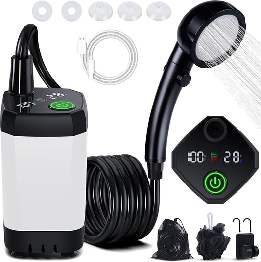 Portable Shower for Camping, Spopal 6000mAh Rechargeable Camping Shower by Spopal