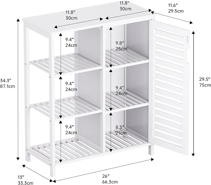HITNET Bathroom Cabinet Freestanding, Bamboo Floor Cabinet, Side Storage - Image 3