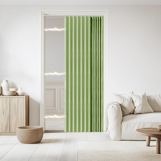 Accordian Door Curtain, 100% Blackout Folding Magnetic Doorway Curtains by JILRON