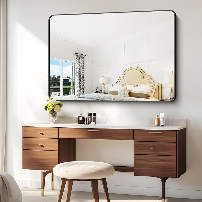 55x36 inch Bathroom Mirror, Wall Mounted Bathroom Frame Vanity Mirror - Image 6