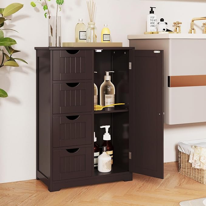 Tangkula Bathroom Floor Cabinet, Freestanding Storage Cabinet - Image 2