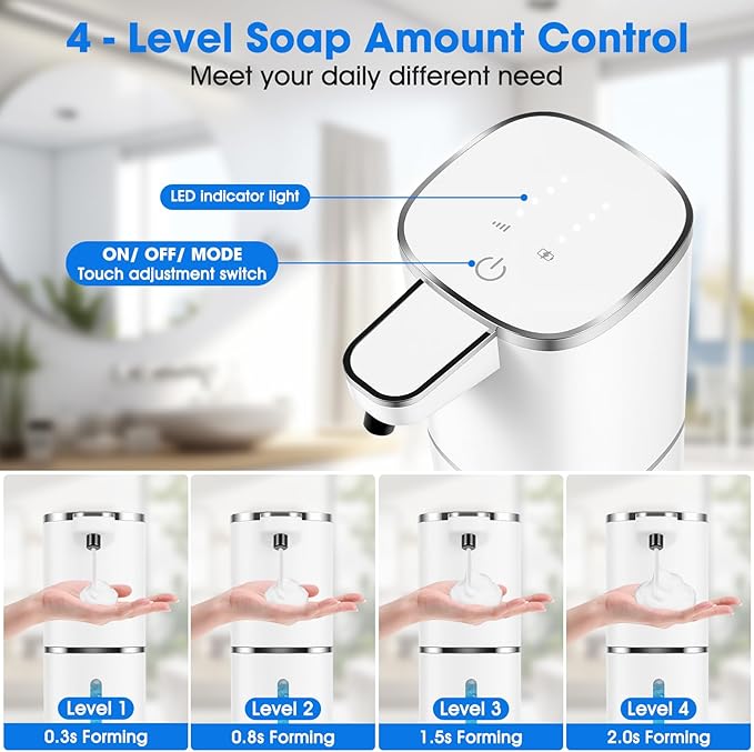 2 Pack Automatic Foaming Soap Dispenser, Touchless Soap Dispenser, 13.5oz/400ml - Image 3