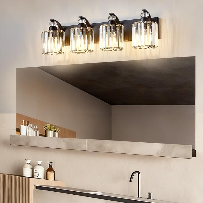 4-Light Black Bathroom Light Fixture Modern Vanity Lights Over Mirror Vintage - Image 2