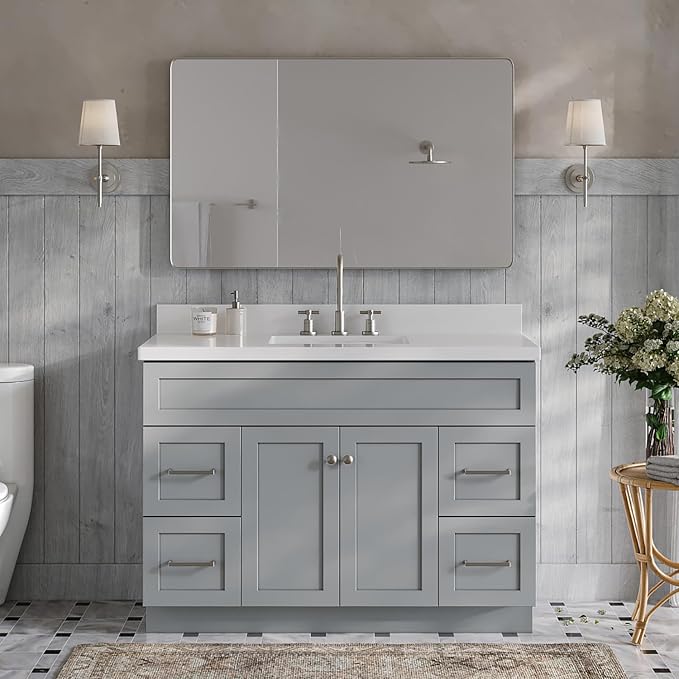 ARIEL 48" Inch Single Vanity Base Cabinet in Grey - Image 2