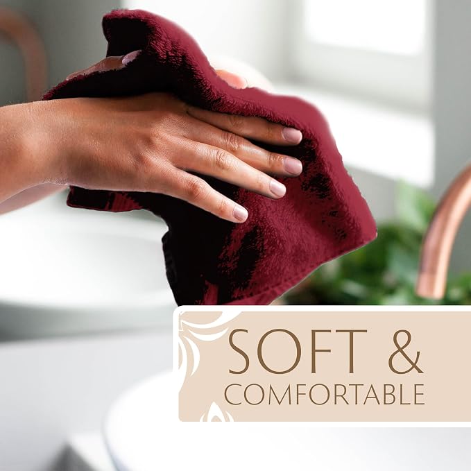 MAURA Wine Red Hand Towels for Bathroom. Luxury Turkish Cotton Bath Hand Towels - Image 5